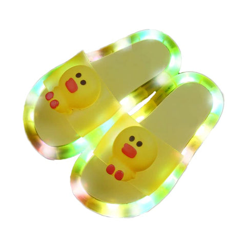 Yellow Duck LED Light up Cartoon Flip Flop Slipper Slider Sandal for Toddler Little Girls Kids