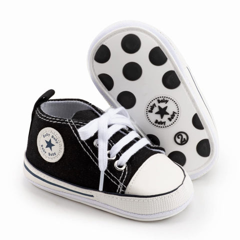 Black Lace Up Formal Canvas Camo Sneaker Shoes for Newborn Infant Toddler Baby Boys & Girls