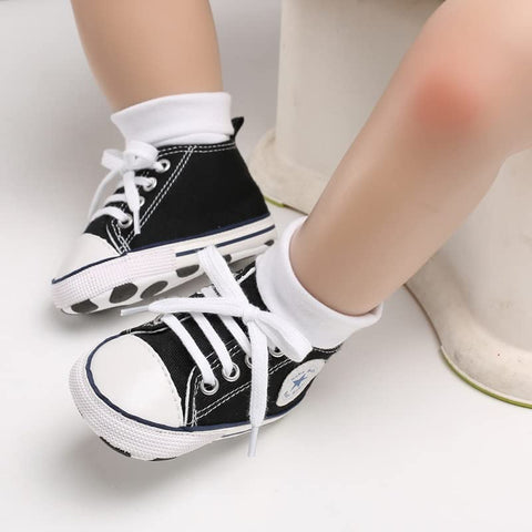 Black Lace Up Formal Canvas Camo Sneaker Shoes for Newborn Infant Toddler Baby Boys & Girls