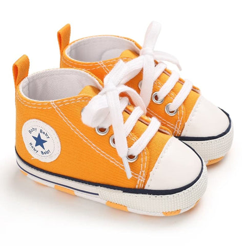 Orange Lace Up Formal Canvas Camo Sneaker Shoes for Newborn Infant Toddler Baby Boys & Girls