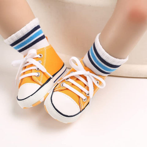 Orange Lace Up Formal Canvas Camo Sneaker Shoes for Newborn Infant Toddler Baby Boys & Girls