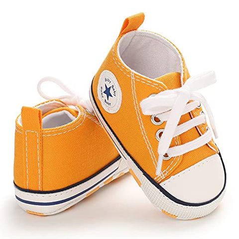 Orange Lace Up Formal Canvas Camo Sneaker Shoes for Newborn Infant Toddler Baby Boys & Girls
