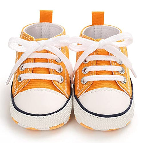 Orange Lace Up Formal Canvas Camo Sneaker Shoes for Newborn Infant Toddler Baby Boys & Girls
