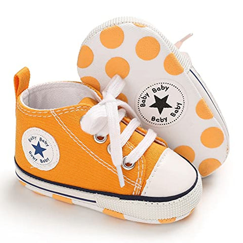 Orange Lace Up Formal Canvas Camo Sneaker Shoes for Newborn Infant Toddler Baby Boys & Girls