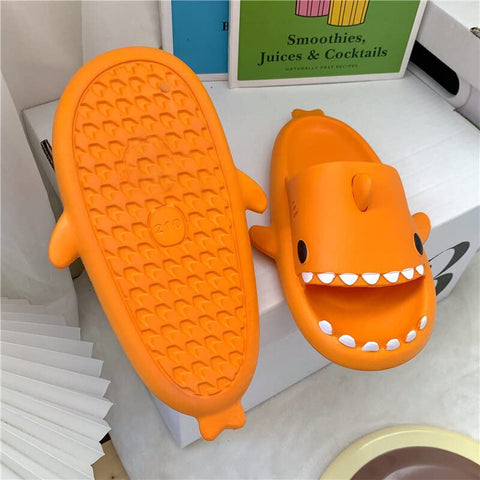 Orange Shark Cool Cartoon Flip Flop Slippers Sandal Beach Footwear for Baby Boy Girl Kids