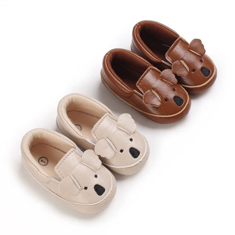 Baby Girl Boy Bear Koala Cartoon PU Leather Anti Skid Non Slip Moccasins Loafer Shoes for Newborn to Toddler Kids