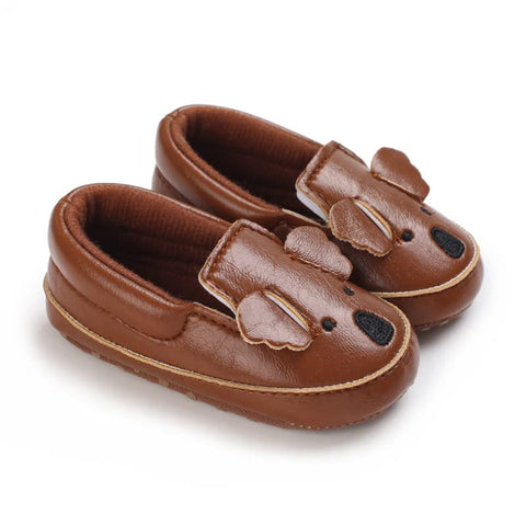 Baby Girl Boy Bear Koala Cartoon PU Leather Anti Skid Non Slip Moccasins Loafer Shoes for Newborn to Toddler Kids