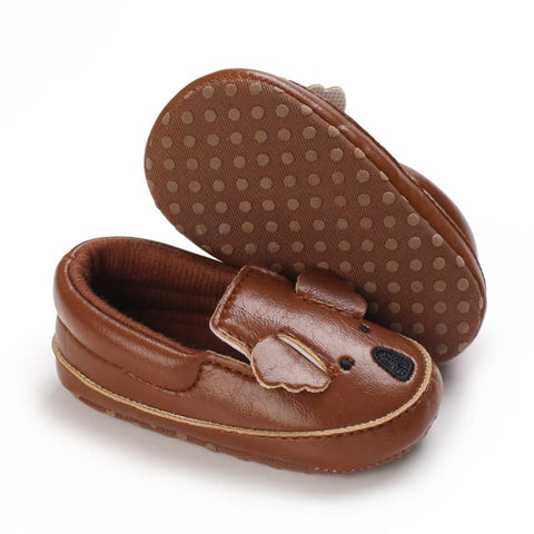 Baby Girl Boy Bear Koala Cartoon PU Leather Anti Skid Non Slip Moccasins Loafer Shoes for Newborn to Toddler Kids