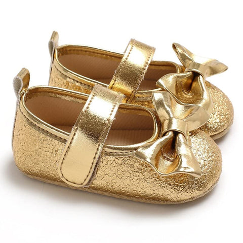 PU Leather Sparkling Bow Baby Girl Birthday Party Mary Jane Moccasin Bootie Shoes Sandal Footwear for Newborn to Toddlers