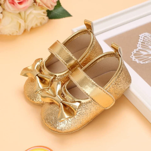 PU Leather Sparkling Bow Baby Girl Birthday Party Mary Jane Moccasin Bootie Shoes Sandal Footwear for Newborn to Toddlers