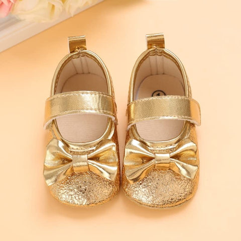 PU Leather Sparkling Bow Baby Girl Birthday Party Mary Jane Moccasin Bootie Shoes Sandal Footwear for Newborn to Toddlers