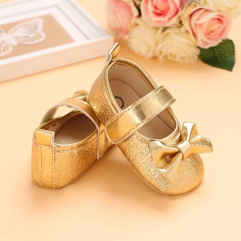 PU Leather Sparkling Bow Baby Girl Birthday Party Mary Jane Moccasin Bootie Shoes Sandal Footwear for Newborn to Toddlers