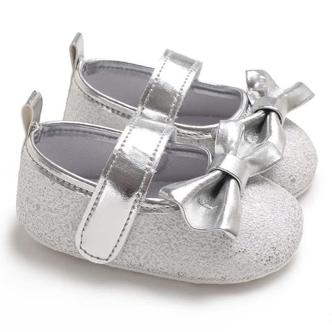 PU Leather Sparkling Bow Baby Girl Birthday Party Mary Jane Moccasin Bootie Shoes Sandal Footwear for Newborn to Toddlers