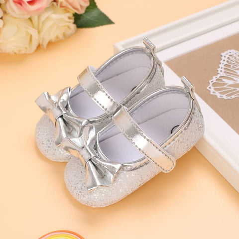 PU Leather Sparkling Bow Baby Girl Birthday Party Mary Jane Moccasin Bootie Shoes Sandal Footwear for Newborn to Toddlers