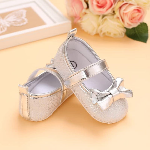 PU Leather Sparkling Bow Baby Girl Birthday Party Mary Jane Moccasin Bootie Shoes Sandal Footwear for Newborn to Toddlers