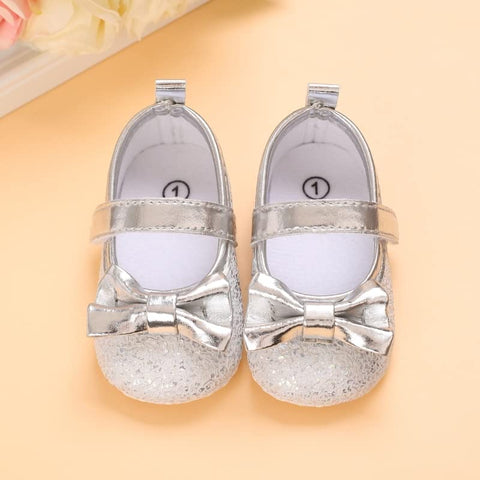 PU Leather Sparkling Bow Baby Girl Birthday Party Mary Jane Moccasin Bootie Shoes Sandal Footwear for Newborn to Toddlers