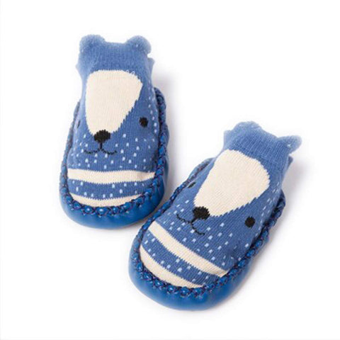 Blue Cartoon Design Anti Skid Soft Sole Socks Shoes Socks Bootie Shoes for Infant Toddler Baby & Girl Kids