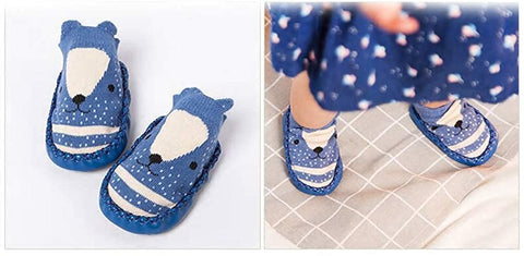Blue Cartoon Design Anti Skid Soft Sole Socks Shoes Socks Bootie Shoes for Infant Toddler Baby & Girl Kids