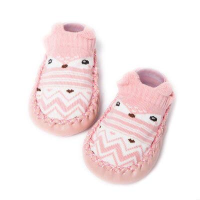 Pink Cartoon Design Anti Skid Soft Sole Socks Shoes Socks Bootie Shoes for Infant Toddler Baby & Girl Kids