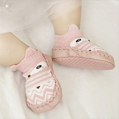 Pink Cartoon Design Anti Skid Soft Sole Socks Shoes Socks Bootie Shoes for Infant Toddler Baby & Girl Kids
