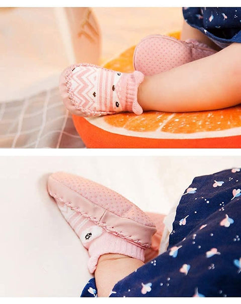 Pink Cartoon Design Anti Skid Soft Sole Socks Shoes Socks Bootie Shoes for Infant Toddler Baby & Girl Kids