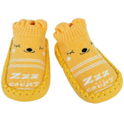 Yellow Cartoon Design Anti Skid Soft Sole Socks Shoes Socks Bootie Shoes for Infant Toddler Baby & Girl Kids