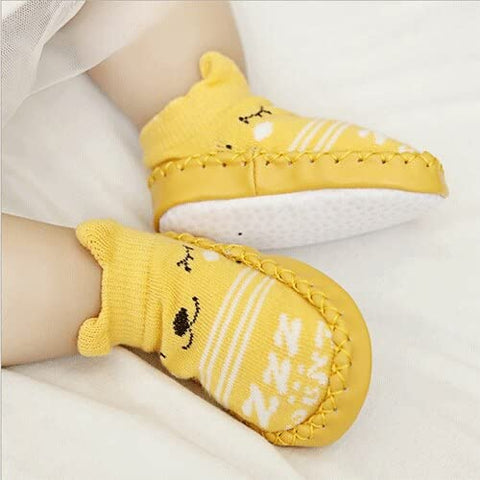 Yellow Cartoon Design Anti Skid Soft Sole Socks Shoes Socks Bootie Shoes for Infant Toddler Baby & Girl Kids