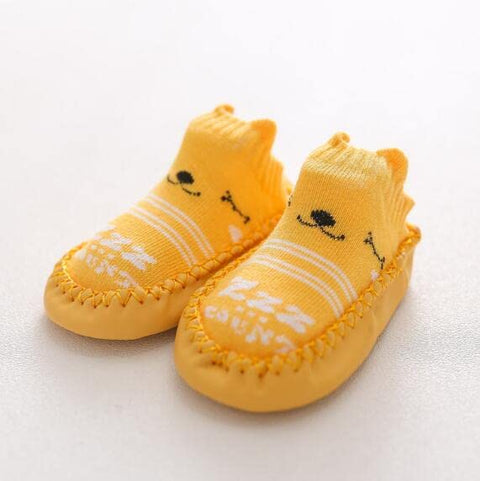 Yellow Cartoon Design Anti Skid Soft Sole Socks Shoes Socks Bootie Shoes for Infant Toddler Baby & Girl Kids